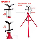 Darrahopens Auto Accessories > Auto Accessories Others Folding Jack Stand 120cm Heavy Duty V Head Pipe Stand Adjustable Height 1.25 Ton