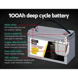 Darrahopens Auto Accessories > Auto Accessories Others Giantz AGM Deep Cycle Battery 12V 100Ah Marine Sealed Power Portable Solar x2