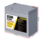 Darrahopens Auto Accessories > Auto Accessories Others Giantz AGM Deep Cycle Battery 12V 75Ah Marine Sealed Power Portable Box Solar X2