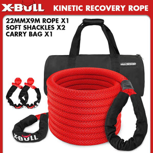 Darrahopens Auto Accessories > Auto Accessories Others X-BULL Kinetic Recovery Rope Gear Kit Snatch Strap soft shackles 22mm x 9m Dyneema Gear Tow Winch