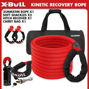 Darrahopens Auto Accessories > Auto Accessories Others X-BULL Kinetic Recovery Rope Gear Kit soft shackles Hitch Receiver 25mm x 9m Dyneema