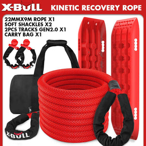 Darrahopens Auto Accessories > Auto Accessories Others X-BULL Kinetic Recovery Rope Kit soft shackles 22mm x 9m Dyneema / 2PCS Recovery Tracks
