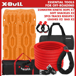 Darrahopens Auto Accessories > Auto Accessories Others X-BULL Kinetic Recovery Rope Kit soft shackles 25mm x 9m Dyneema / 2PCS Recovery Tracks RISEUP