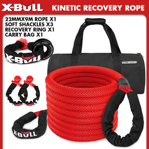 Darrahopens Auto Accessories > Auto Accessories Others X-BULL Kinetic Recovery Rope Kit soft shackles Recovery Ring 22mm x 9m Dyneema