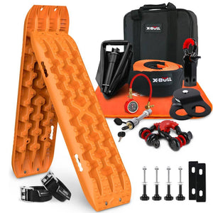 Darrahopens Auto Accessories > Auto Accessories Others X-BULL Winch Recovery Kit with 2PCS Recovery Tracks Boards Gen 3.0 /Mounting Pins/ Snatch Strap Off Road 4WD Orange