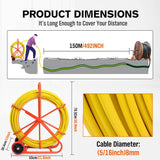 Darrahopens Auto Accessories > Tools 150M×8MM Fish Tape Puller Fiberglass Wire Cable Running Duct Rodder Heavy Duty