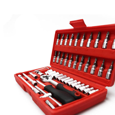 Darrahopens Auto Accessories > Tools 46Pcs Screwdriver Wrench Socket Set Ratchet Screwdriver Bit Torx Car Repair Tool