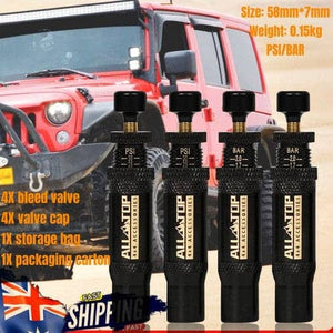 Darrahopens Auto Accessories > Tools Adjustable Auto-Stop Tire Deflator Valve Kit 10-30 PSI 4PCS Screw-on for Offroad