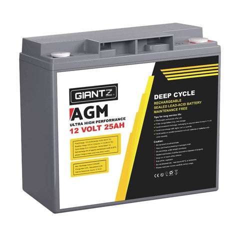 Darrahopens Auto Accessories > Tools Giantz 12V 25Ah AGM Deep Cycle Battery Marine Sealed Power Solar 4WD Camping