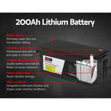 Darrahopens Auto Accessories > Tools Giantz 200AH 12.8V LiFePO4 Lithium Iron Battery Rechargeable 4WD Solar Camping