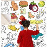 Darrahopens Baby & Kids > Baby & Kids Others 44cm*10m Kids Drawing Roll Color Filling Paper Graffiti Scroll Coloring Paper Toy(Style 01:2 themes)