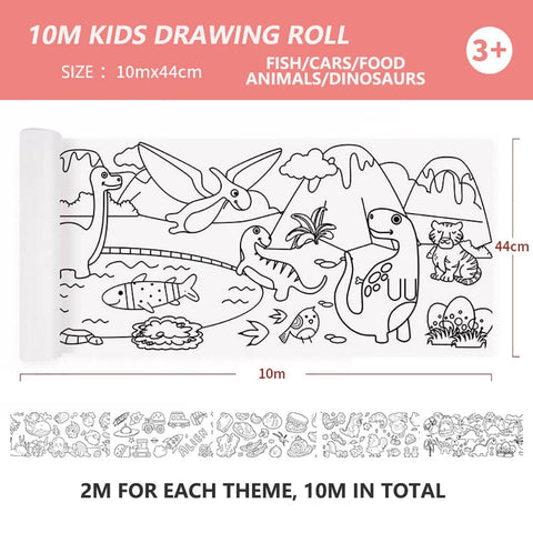 Darrahopens Baby & Kids > Baby & Kids Others 44cm*10m Kids Drawing Roll Color Filling Paper Graffiti Scroll Coloring Paper Toy(Style 02:5 themes)