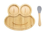 darrahopens Baby & Kids > Baby & Kids Others Bamboo Frog Kids Plate with Suction Cap Base & Spoon