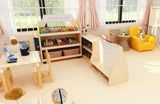 Darrahopens Baby & Kids > Kid's Furniture Jooyes Kids 4 Tier Wooden Display Bookcase With White Board And Storage