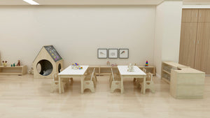 Darrahopens Baby & Kids > Kid's Furniture Jooyes Kids Birch and White Rectangular Table - H54cm