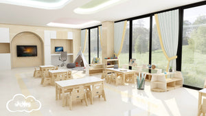 Darrahopens Baby & Kids > Kid's Furniture Jooyes Kids Birch Plywood White Square Table - H54cm