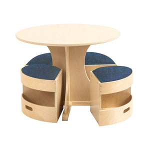 Darrahopens Baby & Kids > Kid's Furniture Jooyes Kids Round Wooden Table with Storage Stools Blue - Set Of 5