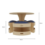 Darrahopens Baby & Kids > Kid's Furniture Jooyes Kids Round Wooden Table with Storage Stools Blue - Set Of 5