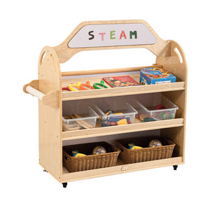 Darrahopens Baby & Kids > Kid's Furniture Jooyes STEAM Trolley 3-in-1 Mobile Shelf Cabinet With 9 Storage Boxes