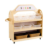 Darrahopens Baby & Kids > Kid's Furniture Jooyes STEAM Trolley 3-in-1 Mobile Shelf Cabinet With 9 Storage Boxes