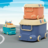 Darrahopens Baby & Kids > Kid's Furniture Keezi 3PCS Toy Storage Box Cute Car Toy Container Kids Toys Organiser Snack Boxes