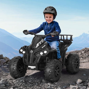 Darrahopens Baby & Kids > Ride on Cars, Go-karts & Bikes Rigo Kids Ride On Car ATV Quad Motorbike Storage Rack Electric Toys 12V Black