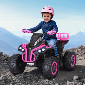 Darrahopens Baby & Kids > Ride on Cars, Go-karts & Bikes Rigo Kids Ride On Car ATV Quad Motorbike Storage Rack Electric Toys 12V Pink