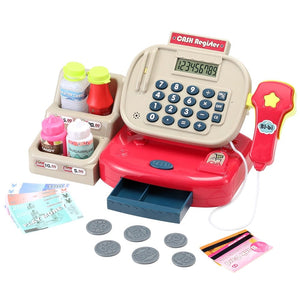 Darrahopens Baby & Kids > Toys Keezi Kids Cash Register Calculator Pretend Play Shops Money Checkout Toys Set
