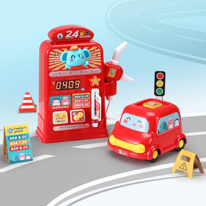 Darrahopens Baby & Kids > Toys Keezi Kids Gas Petrol Station Pumper Pretend Play Toys Car Music Card Playset