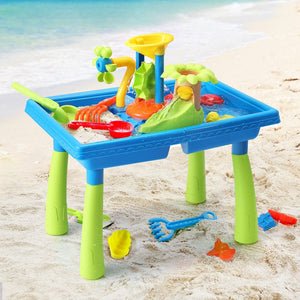 Darrahopens Baby & Kids > Toys Keezi Kids Sand and Water Table Windmill Shovel Outdoor Sandpit Toys Beach Play