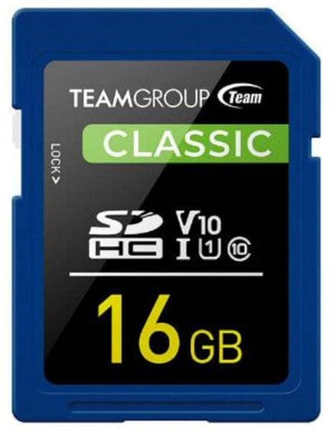 darrahopens Electronics > Back Up & Storage Team Classic SD Memory Card -16 GB  UHS (Ultra) Speed Class 1(U1). Supports Video Speed Class 10(V10).