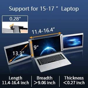 Darrahopens Electronics > Computer Accessories 13.3 Inch FOPO Triple Portable Monitor 1080P FHD IPS Triple Monitor Laptop Screen Extender for 15