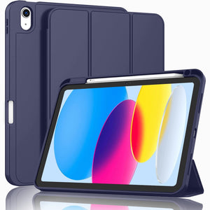 Darrahopens Electronics > Computer Accessories iPad 10th Case 10.9 Inch 2022 with Pencil Holder, Smart iPad Case with Soft TPU Auto Wake Sleep Dark Blue