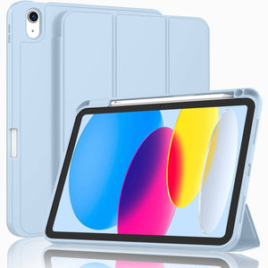 Darrahopens Electronics > Computer Accessories iPad 10th Case 10.9 Inch 2022 with Pencil Holder, Smart iPad Case with Soft TPU Auto Wake Sleep Sky Blue