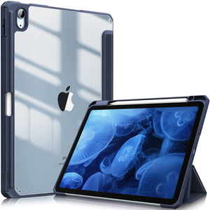 Darrahopens Electronics > Computer Accessories iPad 10th Case 10.9 Inch 2022 with Pencil Holder, Smart iPad Clear Case with Soft TPU Auto Wake Sleep Dark Blue