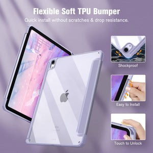 Darrahopens Electronics > Computer Accessories iPad 10th Case 10.9 Inch 2022 with Pencil Holder, Smart iPad Clear Case with Soft TPU Auto Wake Sleep Lavender