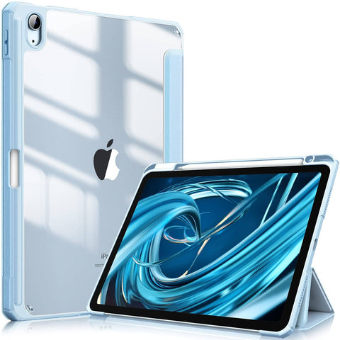 Darrahopens Electronics > Computer Accessories iPad 10th Case 10.9 Inch 2022 with Pencil Holder, Smart iPad Clear Case with Soft TPU Auto Wake Sleep Sky Blue