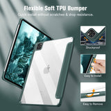 Darrahopens Electronics > Computer Accessories iPad Pro 11 Inch 2020-2022 Soft Tpu Smart Premium Case Auto Sleep Wake Stand Clear Cover Pencil holder Dark Green