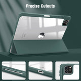 Darrahopens Electronics > Computer Accessories iPad Pro 11 Inch 2020-2022 Soft Tpu Smart Premium Case Auto Sleep Wake Stand Clear Cover Pencil holder Dark Green