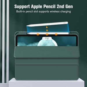 Darrahopens Electronics > Computer Accessories iPad Pro 11 Inch 2020-2022 Soft Tpu Smart Premium Case Auto Sleep Wake Stand Clear Cover Pencil holder Dark Green