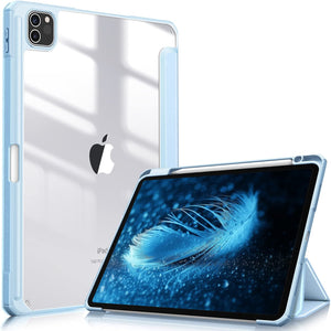 Darrahopens Electronics > Computer Accessories iPad Pro 11 Inch 2020-2022 Soft Tpu Smart Premium Case Auto Sleep Wake Stand Clear Cover Pencil holder ice blue