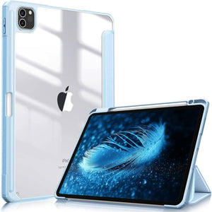 Darrahopens Electronics > Computer Accessories iPad Pro 11 Inch 2020-2022 Soft Tpu Smart Premium Case Auto Sleep Wake Stand Clear Cover Pencil holder ice blue