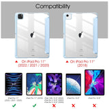 Darrahopens Electronics > Computer Accessories iPad Pro 11 Inch 2020-2022 Soft Tpu Smart Premium Case Auto Sleep Wake Stand Clear Cover Pencil holder ice blue