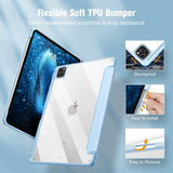 Darrahopens Electronics > Computer Accessories iPad Pro 11 Inch 2020-2022 Soft Tpu Smart Premium Case Auto Sleep Wake Stand Clear Cover Pencil holder ice blue