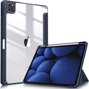 Darrahopens Electronics > Computer Accessories iPad Pro 11 Inch 2020-2022 Soft Tpu Smart Premium Case Auto Sleep Wake Stand Clear Cover Pencil holder navy blue