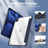 Darrahopens Electronics > Computer Accessories iPad Pro 11 Inch 2020-2022 Soft Tpu Smart Premium Case Auto Sleep Wake Stand Clear Cover Pencil holder navy blue