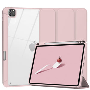 Darrahopens Electronics > Computer Accessories iPad Pro 11 Inch 2020-2022 Soft Tpu Smart Premium Case Auto Sleep Wake Stand Clear Cover Pencil holder Pink