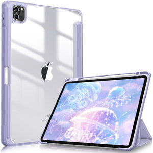 Darrahopens Electronics > Computer Accessories iPad Pro 11 Inch 2020-2022 Soft Tpu Smart Premium Case Auto Sleep Wake Stand Clear Cover Pencil holder Purple