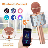 Darrahopens Electronics GOMINIMO 4 in 1 Wireless Bluetooth Karaoke Microphone with Record Rose Gold