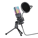 Darrahopens Electronics Simplecom UM650 USB Cardioid Condenser Microphone Gaming RGB Lights with Tripod & Pop Filter